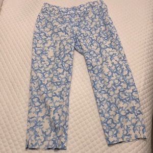 J McLaughlin blue/white marble print capri Size 6
